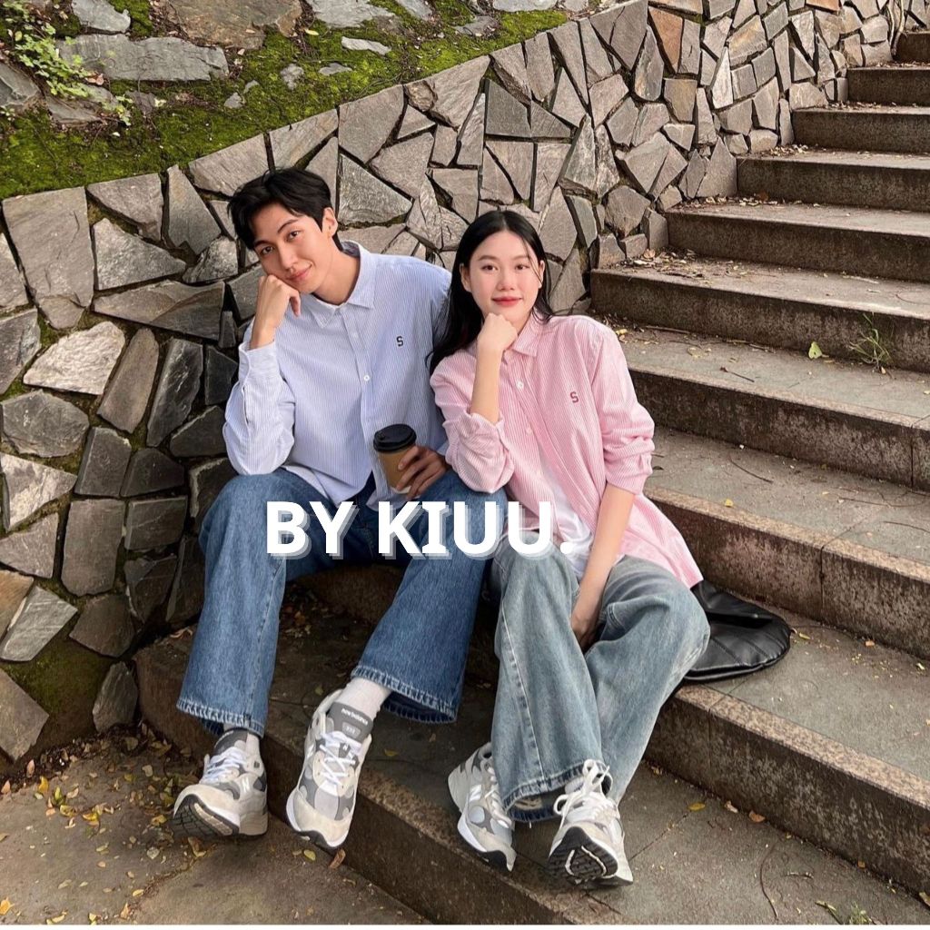 เสื้อเชิ้ต Oxford แขนยาวสําหรับผู้ชายและผู้หญิงลายสก๊อตปัก S, เสื้อเชิ้ตคู่ Oxford ทุกเพศพร้อมโลโก้ 