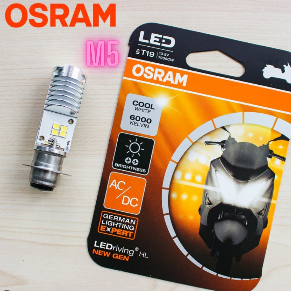 ไฟหน้า LED มอเตอร์ไซค์, ไฟ LED มอเตอร์ไซค์ Osram พร้อมขา M5 - H4 Powered by Machine Battery