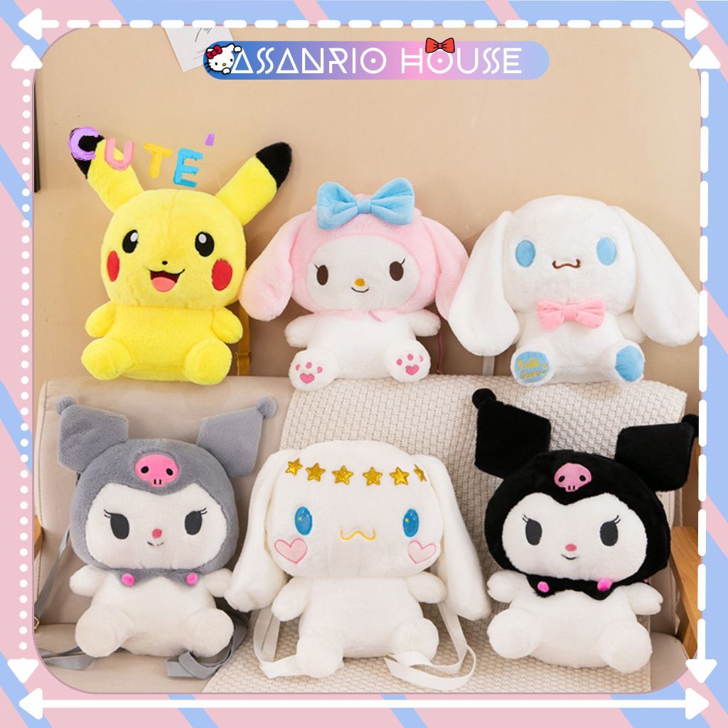 Teddy Bear Backpack Big SIZE Super cute, Sanrio Cinnamoroll Backpack, Kuromi, Melody, cute Pikachu- ASANRIO HOUSE Teddy Bear Bag