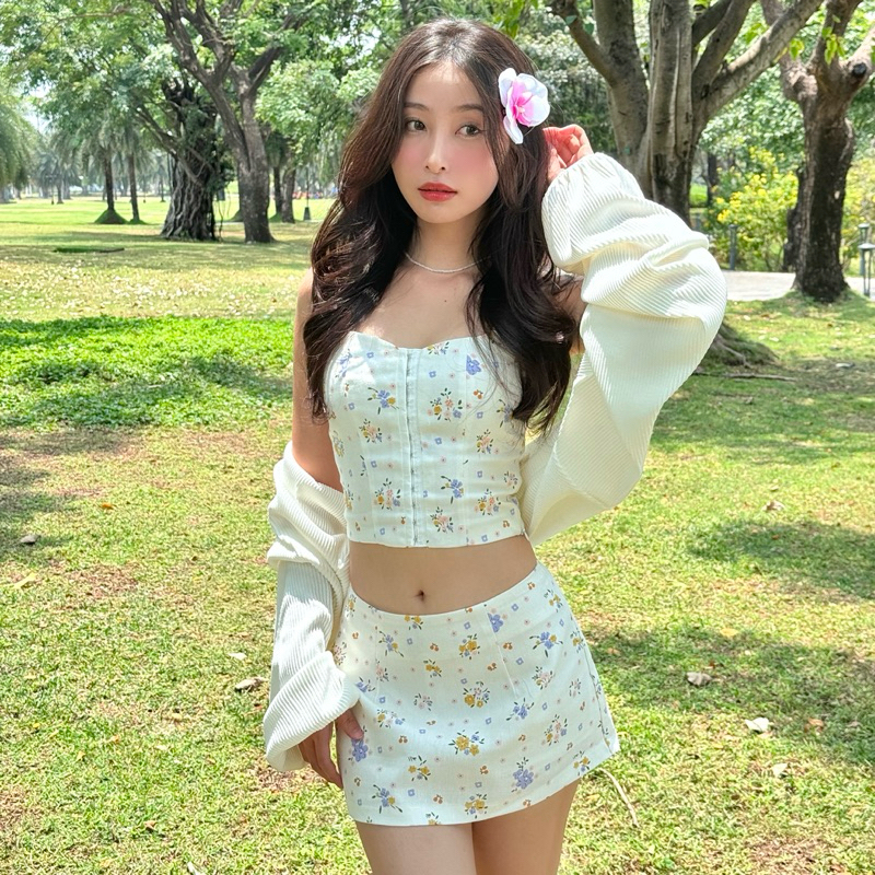 Émilie - คาร์ดิแกน Rosa - เสื้อคลุมไหมพรมแขนสั้นทรงหลวม