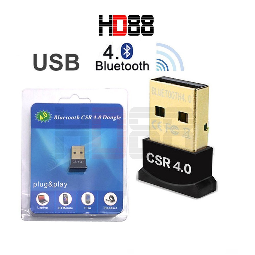 USB Bluetooth CSR V4.0 สําหรับแล็ปท็อป PCs win 10/8/Xp/7 Vista 32/64bit คุณภาพ HD88 - A04
