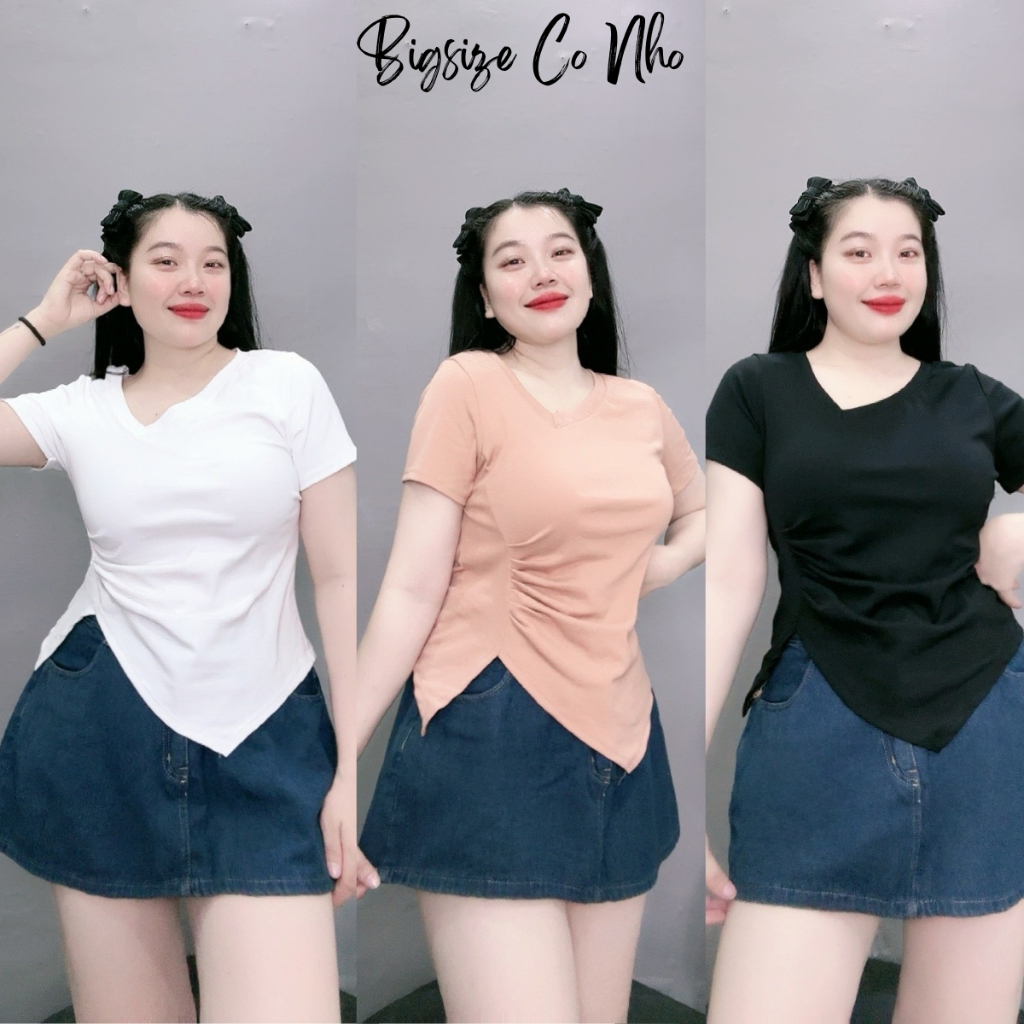 เสื้อยืดผู้หญิงแขนสั้นไซส์ใหญ่สไตล์จั๊มคอเต่าแบนเนื้อบ่อสุกไทยจุ๊ป58-95กิโลกรัม ก40