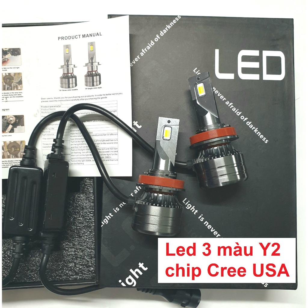 หลอด Led Y2 คู่ - 3 สี / 1 สี 36W Cree - พิน H1, H3, H4, H7, H11, 9005/HB3, 9006/HB4, 9012