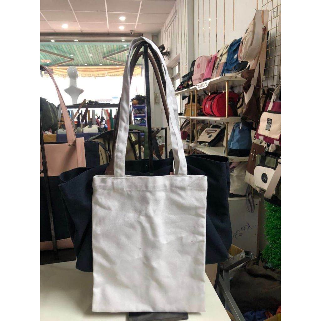 EXPORTED WHITE CANVAS BAG - PLAIN WHITE TOLE BAG - DECORATIVE EMBROIDERED FASHION BAG