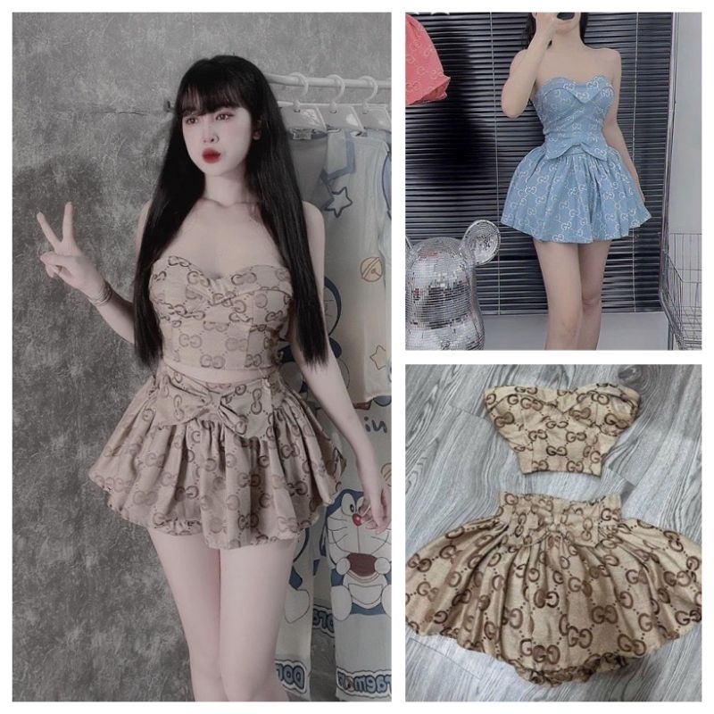 ชุดบราวคัพพร้อมกระโปรงหลายกระเป๋า alohashop91