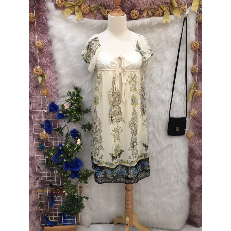 (D114)Mignon Japanese 2hand Square Neck Cotton - Size SM(D114)