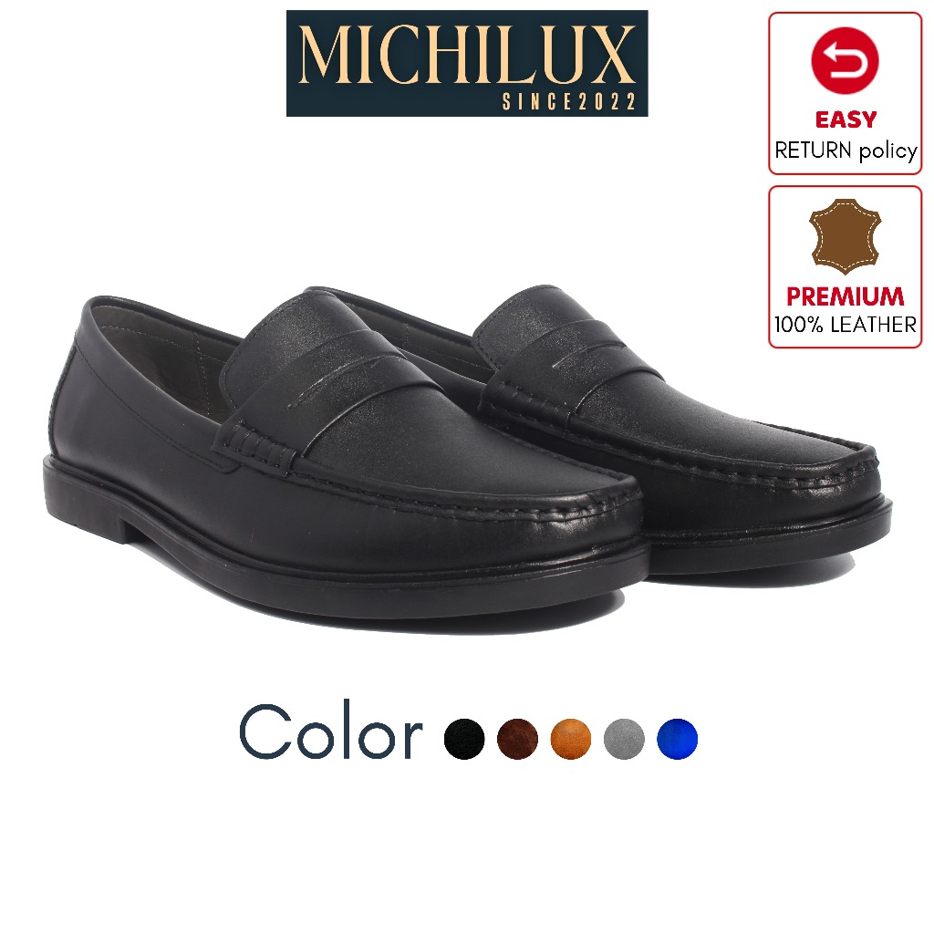 Michilux Men 's Penny Loafer Shoes Nappa Cow Leather Craftsmanship CIEPL