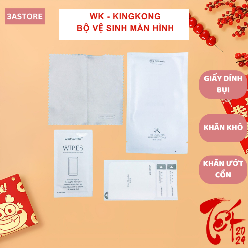 WK KINGKONG WEKOME ชุดกระดาษทําความสะอาดหน้าจอกระจกนิรภัยสําหรับโทรศัพท์และแท็บเล็ต 3astore