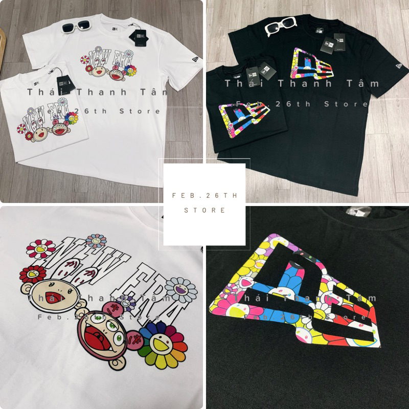 [ ของแท ้ ] New Era x Takashi Murakami Black, White unisex Shirt