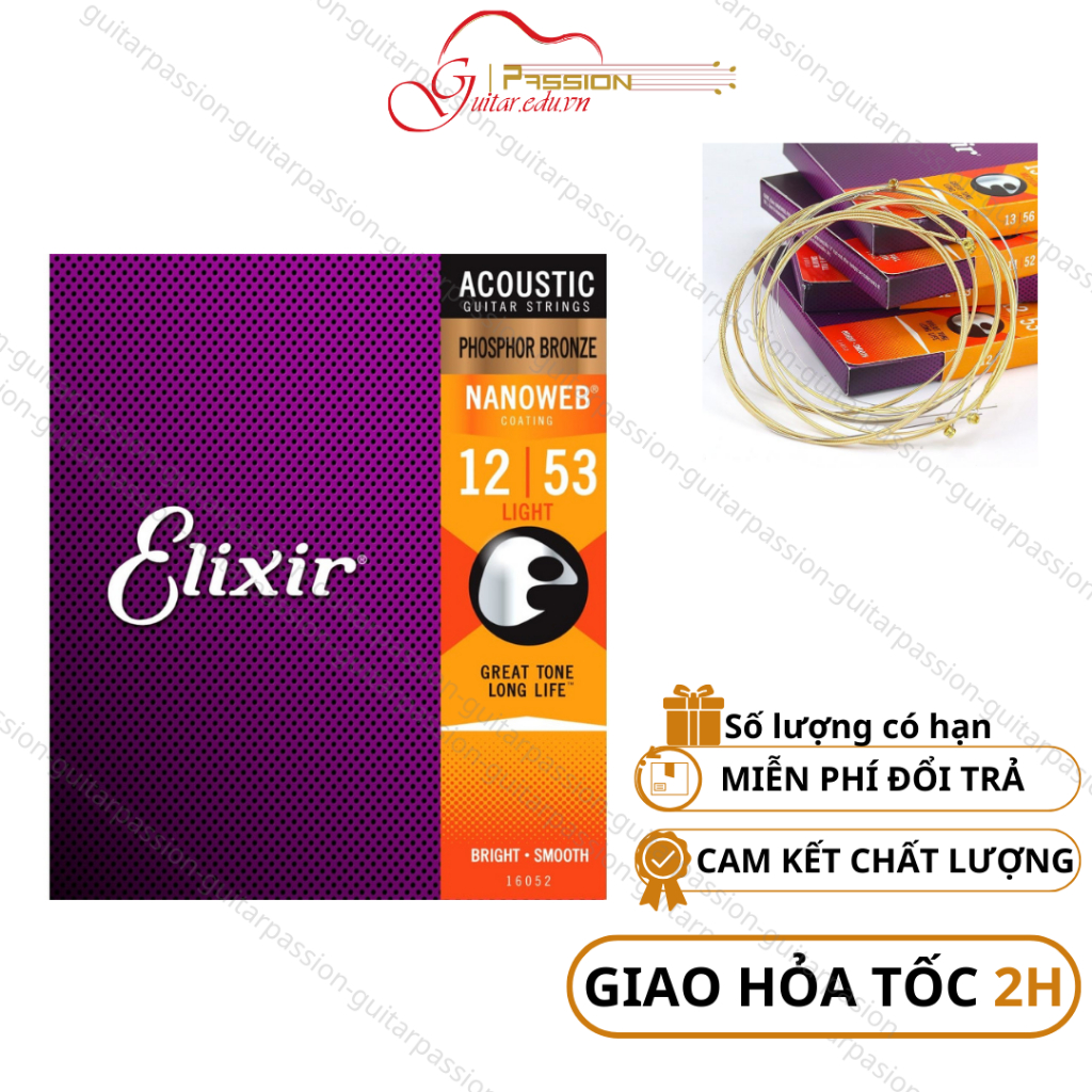 ELIXIR 16027 สายกีต้าร์โปร่ง Phosphor Bronze Nanoweb เบอร์ 11 สาย Elixir แท้ กีต้าร์โปร่งนําเข้า Pas