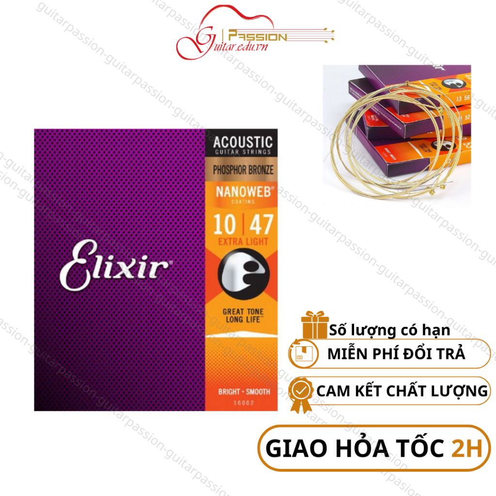 ELIXIR 16027 สายกีต้าร์โปร่ง Phosphor Bronze Nanoweb เบอร์ 11 สาย Elixir แท้ กีต้าร์โปร่งนําเข้า Pas