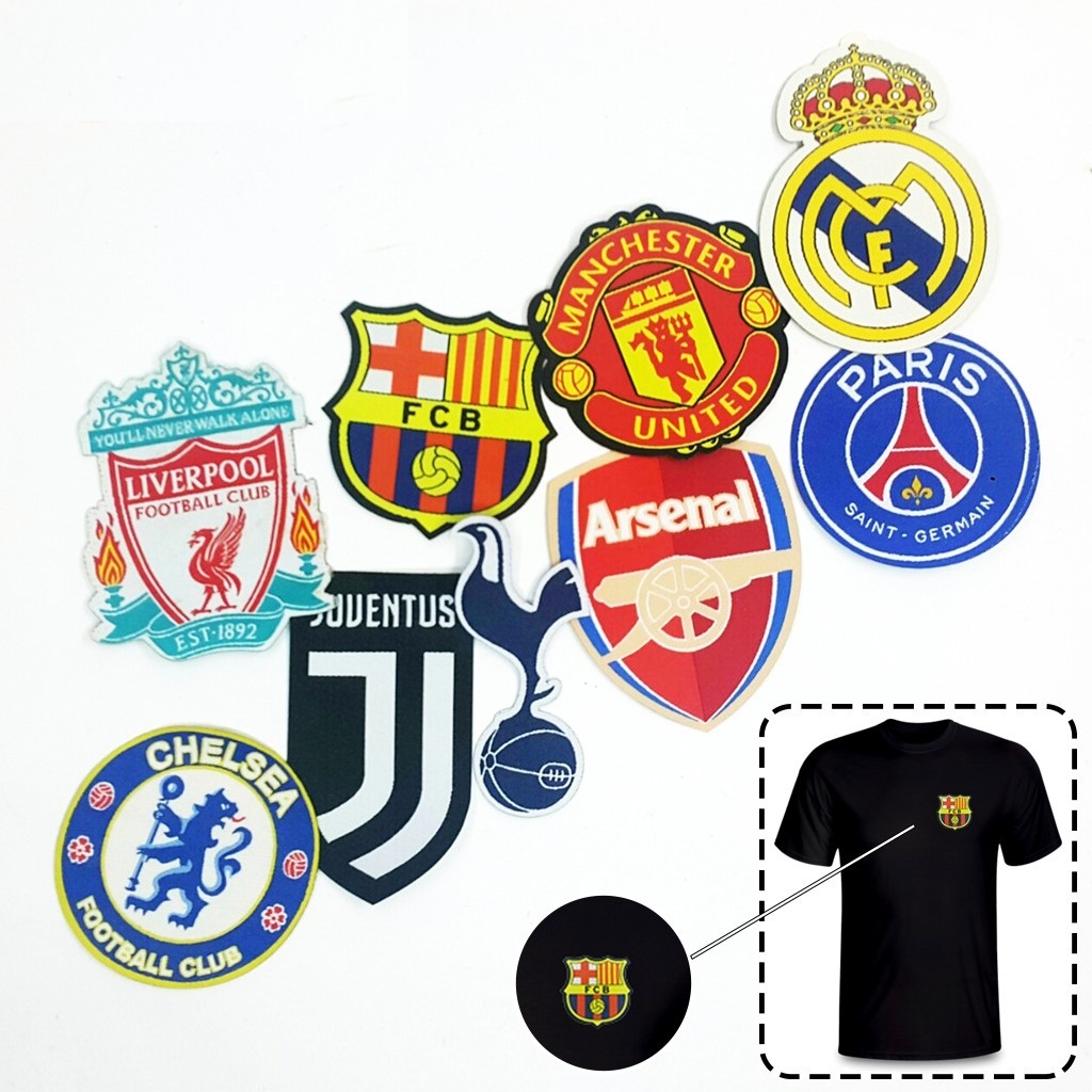 คลับรีดผ้าโลโก้ฟุตบอล Mu Real Barca Juventus Liverpool Ars Mancity ผลิตจากผ้าสิ่งทอ