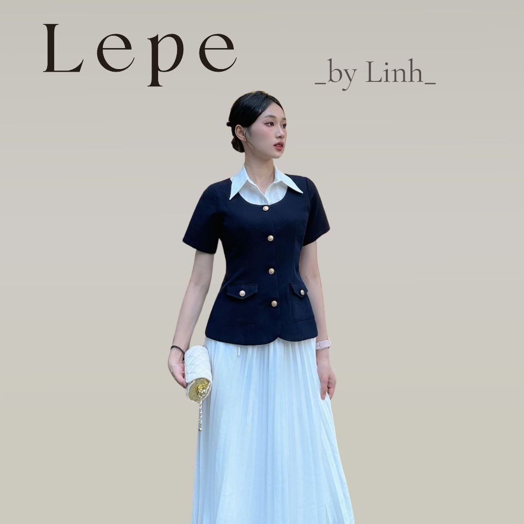 LEPE BY LINH - เสื้อกั๊กแขนกุด 2 ชิ้น เซตกระโปรงจีบดีไซน์ BY Herse