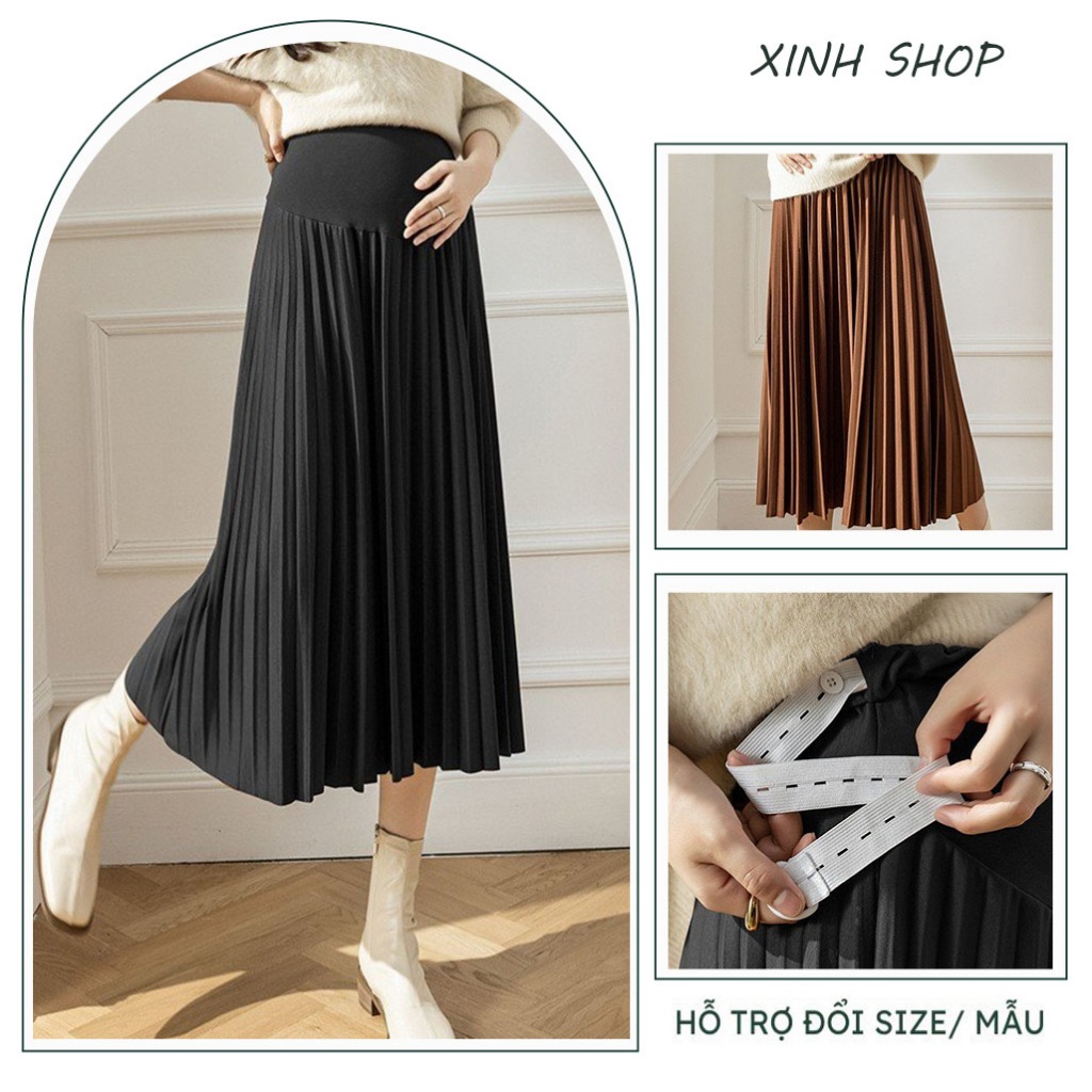 EXTREMELY CONTVENENT กระโปรงคลุมท้องจับจีบสายรัดหน้าท้องและปรับยืดหยุ่น, LONG STRAIGHT SHAPE WITH BE