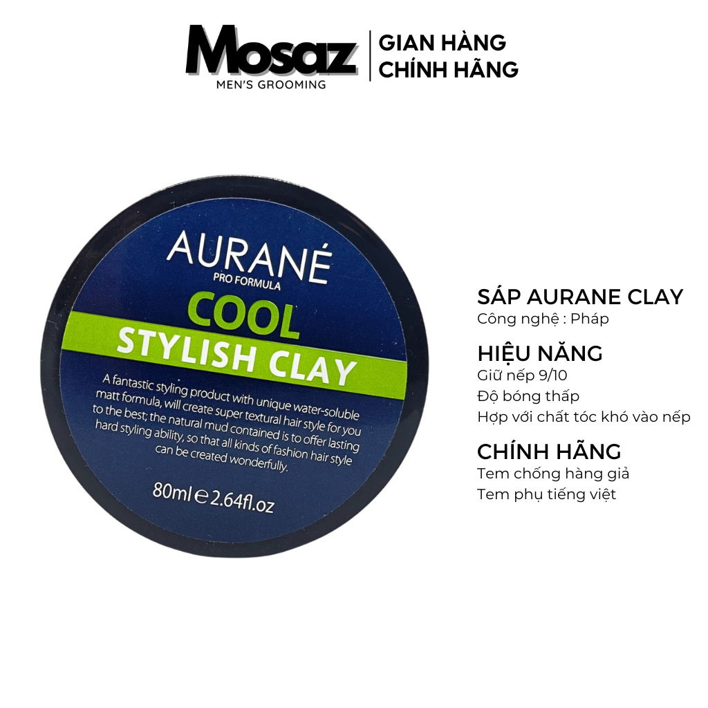 Aurane Cool Stylish Clay Men 's Hair Wax 80ml เทคโนโลยีฝรั ่ งเศส