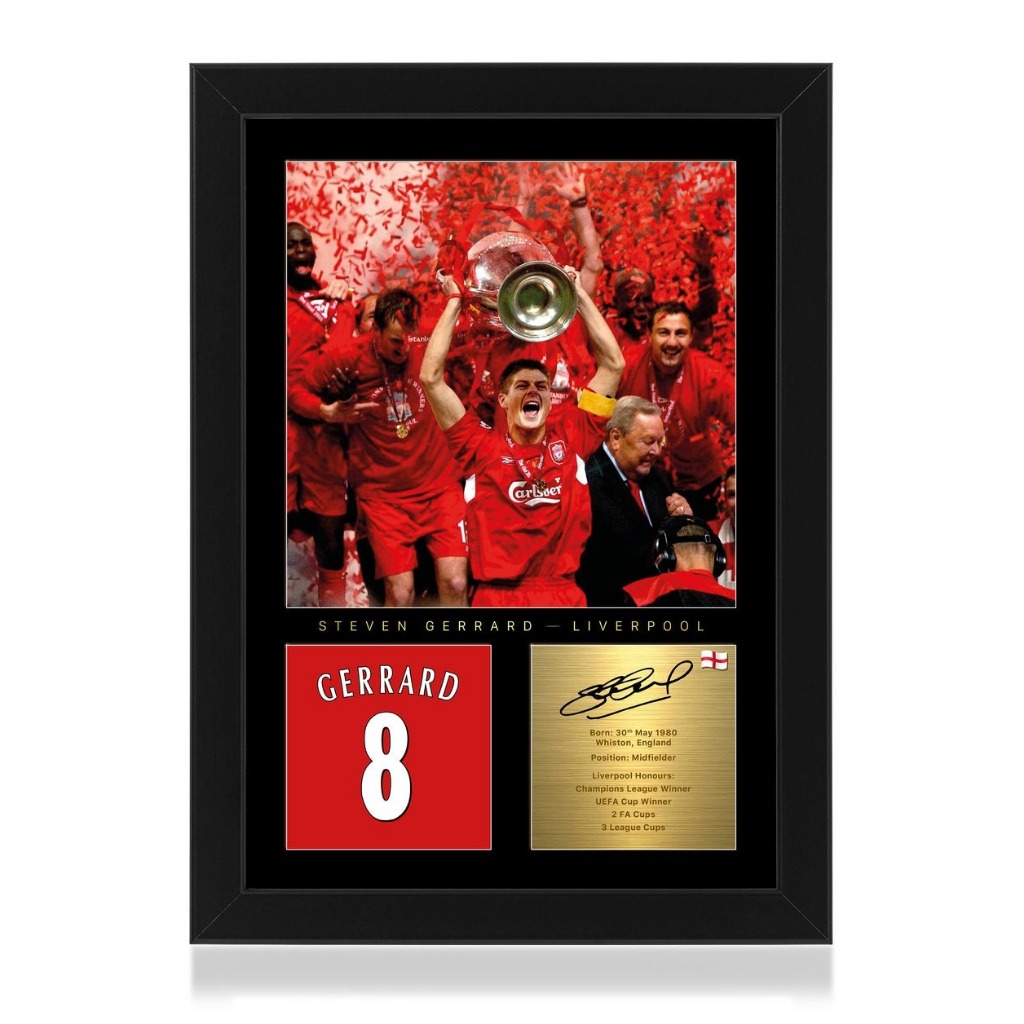 โปสเตอร ์ Steven Gerrard - กรอบรูปที ่ ระลึกสําหรับผู ้ เล ่ น - รูปลอกผนังฟุตบอล