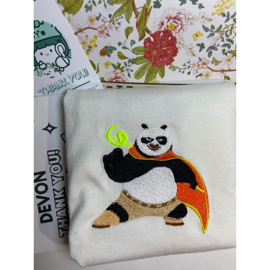 Po Kung Fu Panda 4 เสื้อยืดปัก Unisex สําหรับผู้ชายและผู้หญิง Oversize หลวมแขนยาว, เสื้อยืดผ้าฝ้าย 1