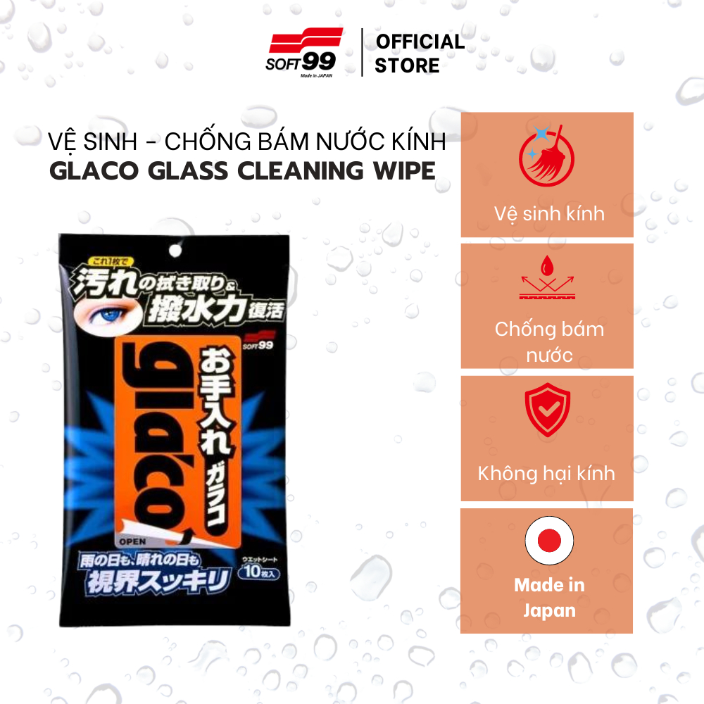 Soft99 Glaco Glass Cleaning Wipe G-34 car Glass Cleaning and water cleaning wipes