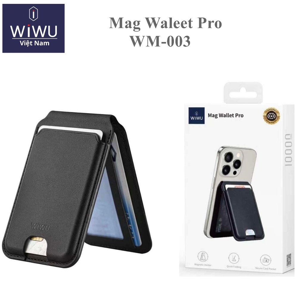 WIWU Mag Wallet Pro - Magnetic Magnetic Magnetic card holder leather Wallet, integrated Folding phon