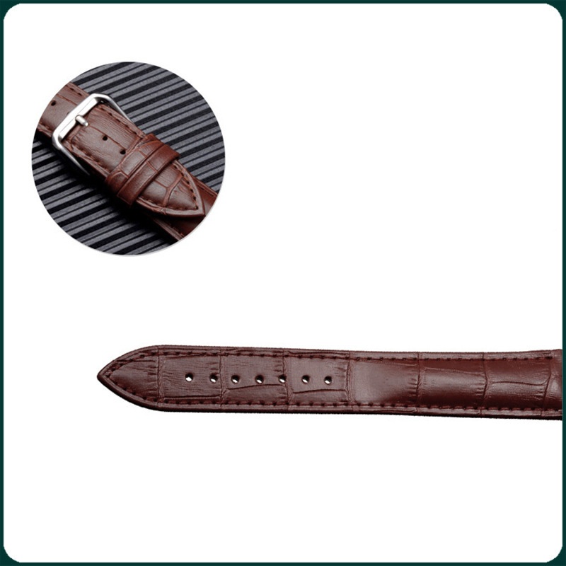 (สายสีขาว) BEAUTIFUL, DURABLE CROCODILE-embossed REAL COW LEATHER WATCH STRAP SIZE 12 14 16 18 20 22 24