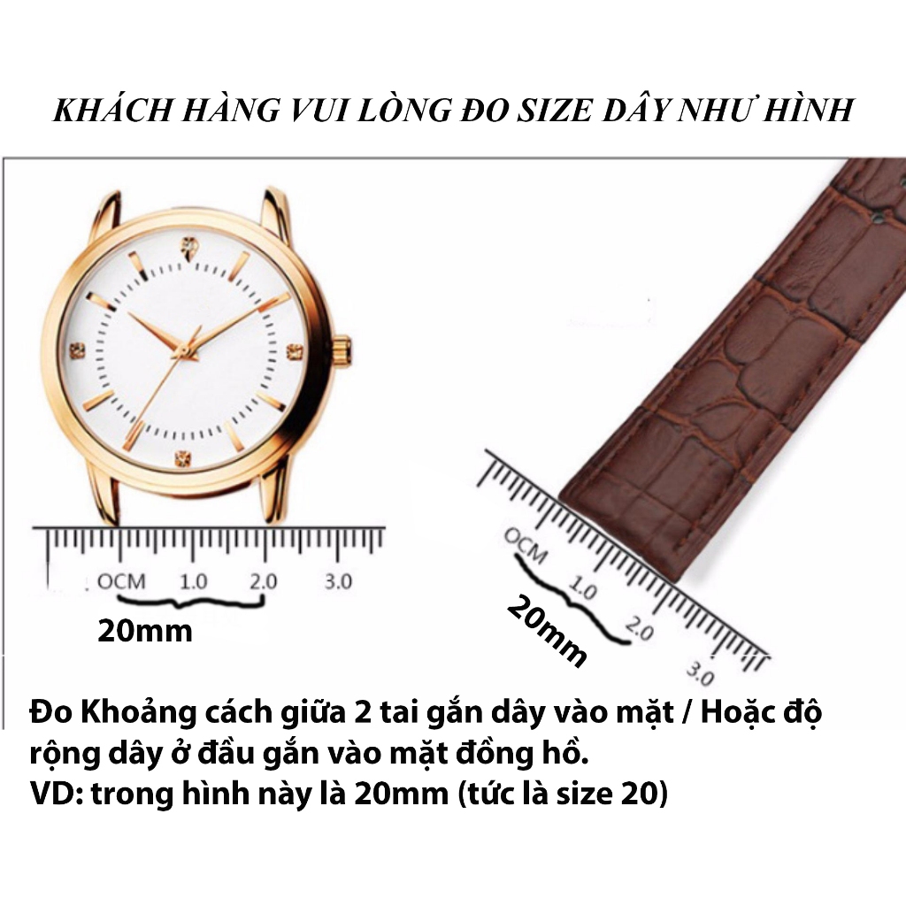 (สายสีขาว) BEAUTIFUL, DURABLE CROCODILE-embossed REAL COW LEATHER WATCH STRAP SIZE 12 14 16 18 20 22 24