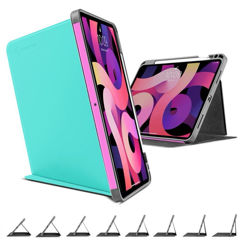 TOMTOC (USA) SMART-TRI MULTI-ANGLE MAGNETIC LEATHER CASE SUPPORTS WIRELESS CHARGING APP PEN สําหรับ 
