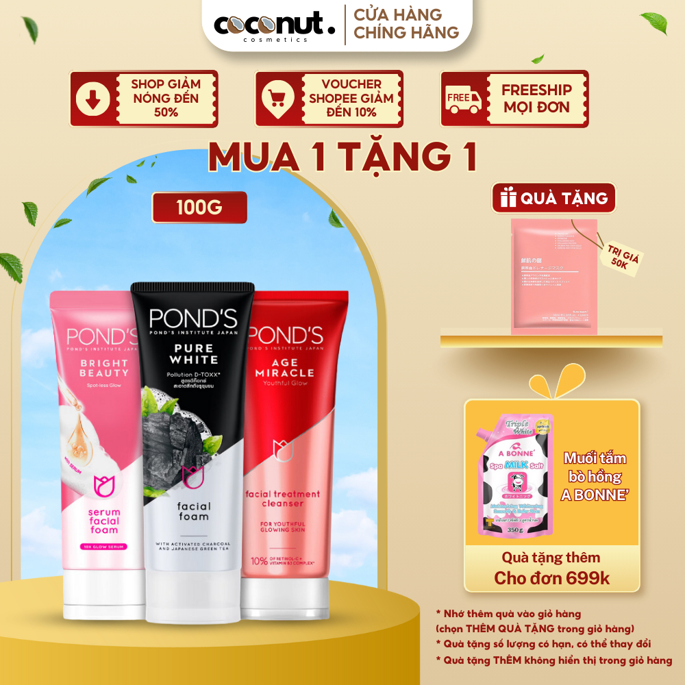 Pond 's Pure White / Bright Beauty / Age Miracle Brightening, Deep Cleansing, Anti-Aging Cleanser 100g