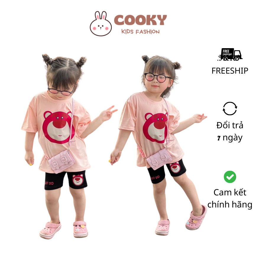 Lottsso Strawberry Bear เสื้อยืดพิมพ์ลายและเลกกิ้งสําหรับเด็กทําจาก Cotton HOBI KIDS ยืดหยุ่นสุดเท่