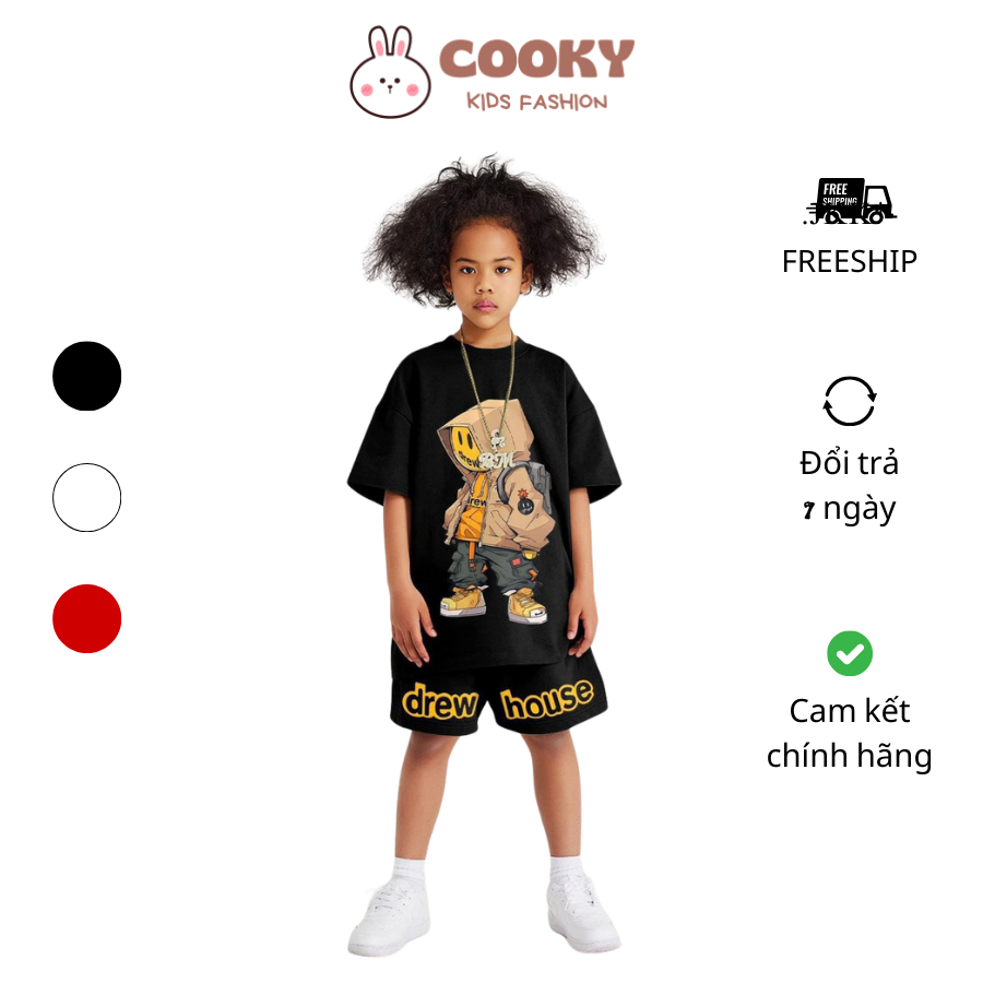 เสื้อผ้าแขนสั้น Driu ชุดผ้าฝ้ายยืดเท่ๆ HOBI KIDS