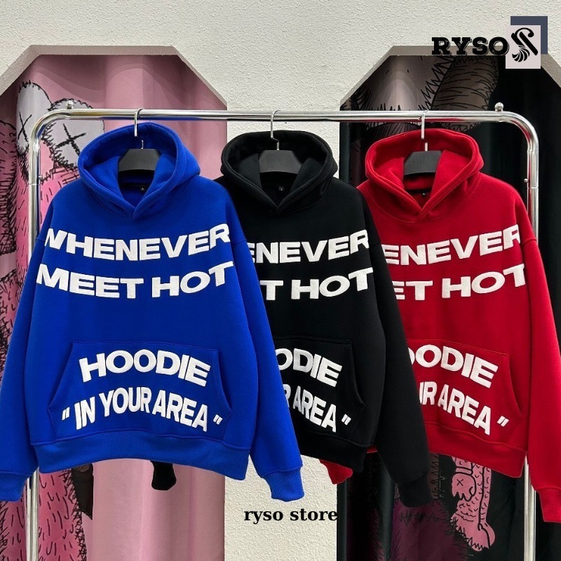 Whenever นูนพิมพ์ผ้าฝ้ายขนแกะ Hoodie หลวมสําหรับผู้หญิงฤดูหนาว Unisex คู่,พิมพ์ของคุณ AREA KUN RYSO ขนแกะแจ็คเก็ต