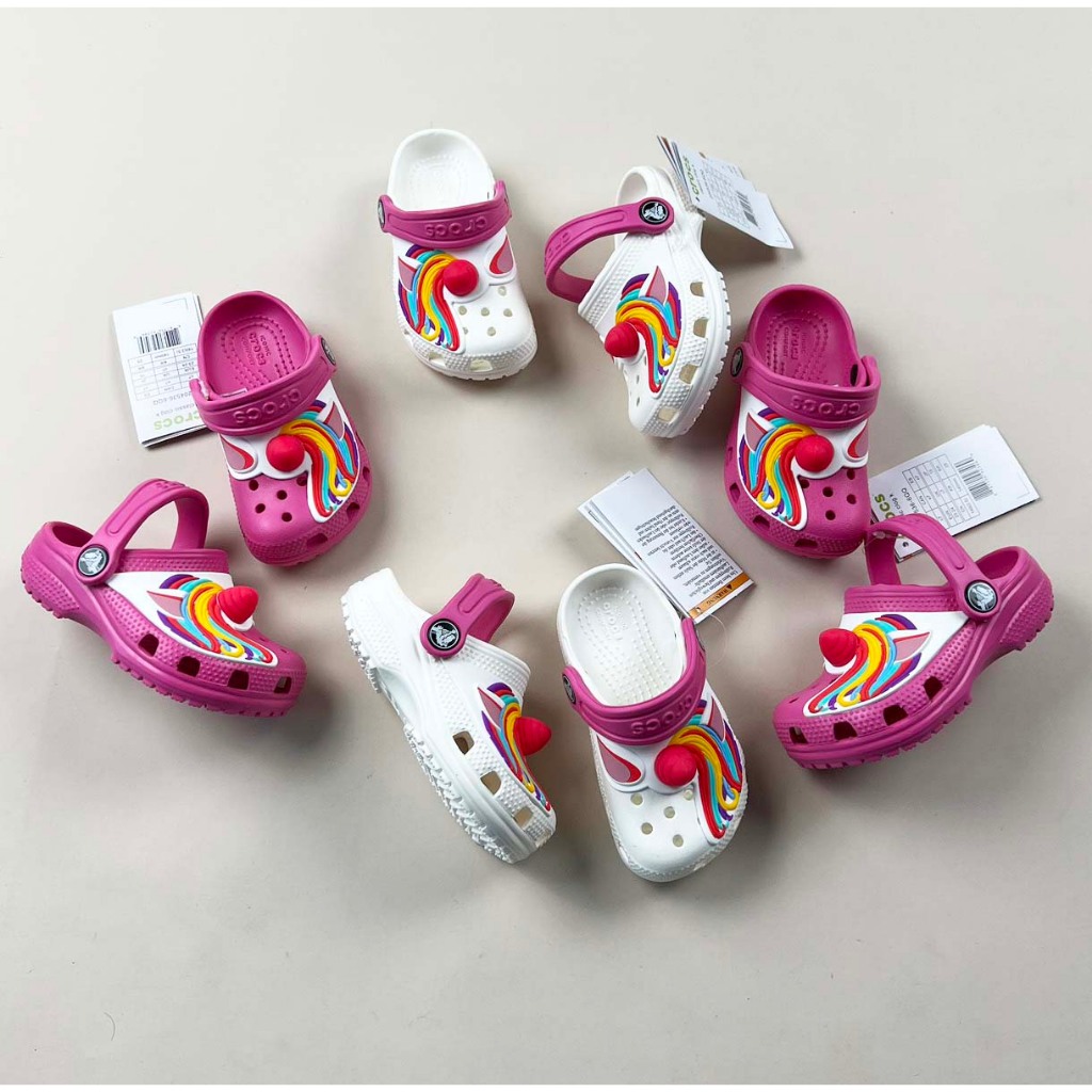 Crocs For Kids, cross For Girls In White Pink pony ( Windy baby Windy )