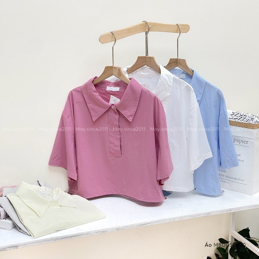 MAY.SINCE2011 เสื้อเชิ้ตครึ่งแขนคอปกเยอรมันพร้อม Hem MBU05-2120