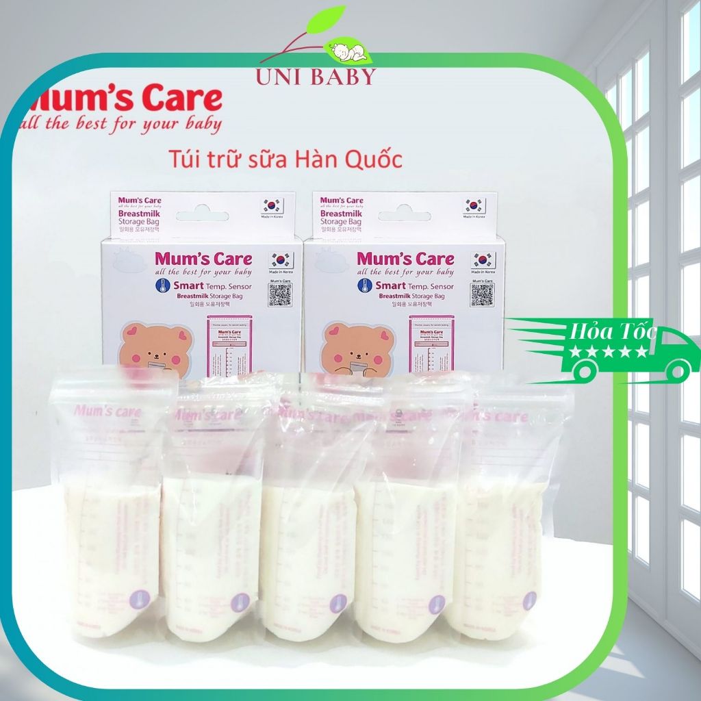 เกาหลี Mum Care ถุงเก็บน้ํานม 210ml พร้อมเซ็นเซอร์ความร้อน 30 และ 50 กระเป๋าพร้อมโครงสร้าง 2 ชั้นที่
