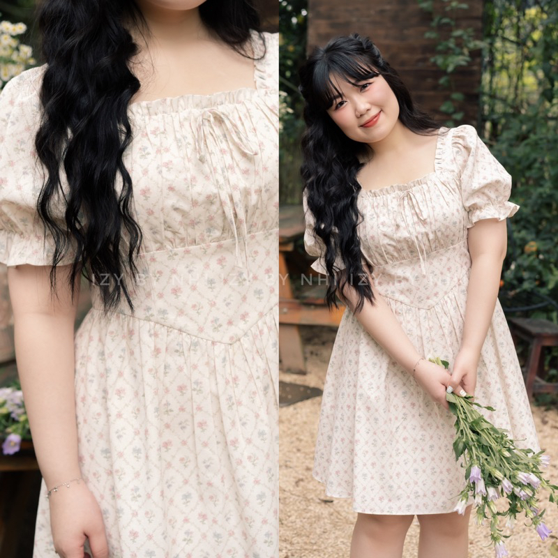BIG SIZE FLOWER LINEN DRESS - JULY DRESS - 24V07 IZYBYNHI