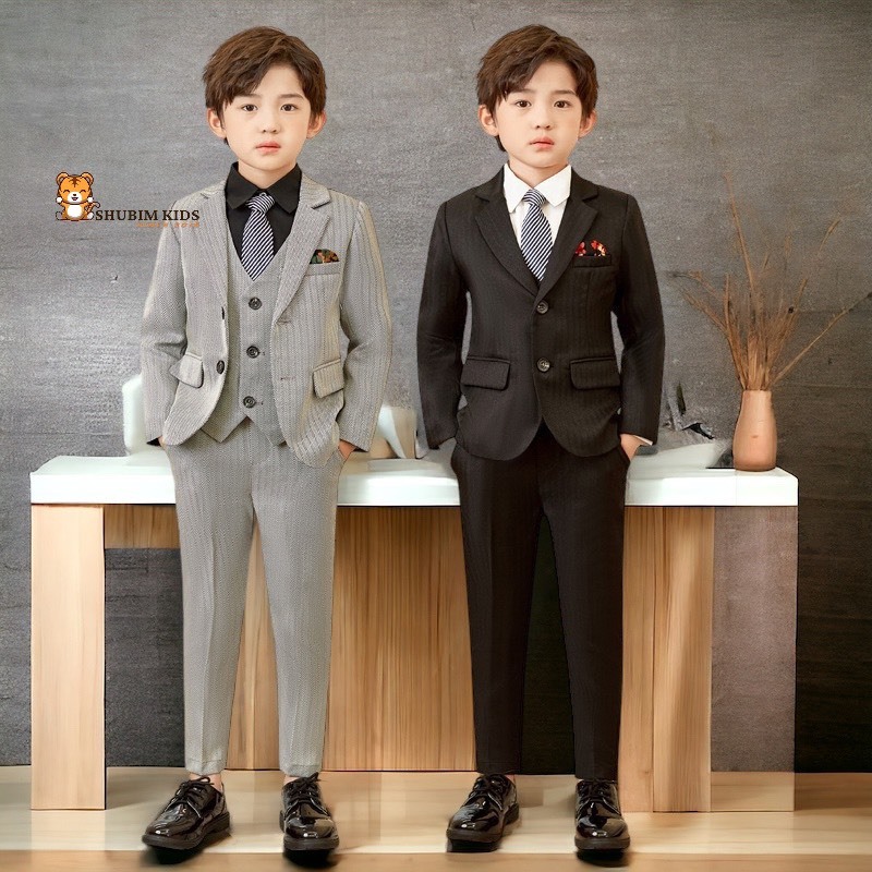 [ShuBim Kids] -VT13 - Boys Performance Vest - President - Elegant High-Class Presidents Plain Stripe