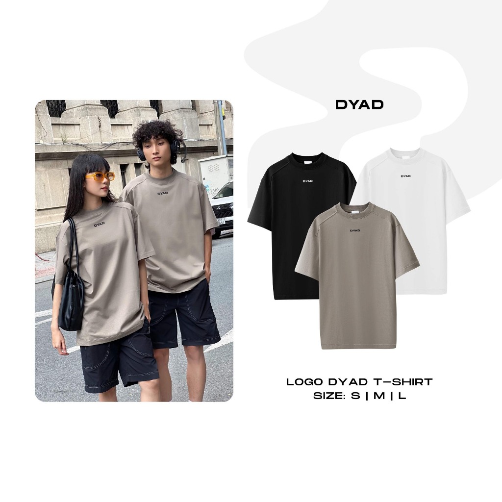 เสื้อยืด Unisex คอกลม ทรงหลวม แขนหลวม สําหรับผู้ชายและผู้หญิง ผ้าฝ้าย 2 ทิศทาง 250gsm DYAD