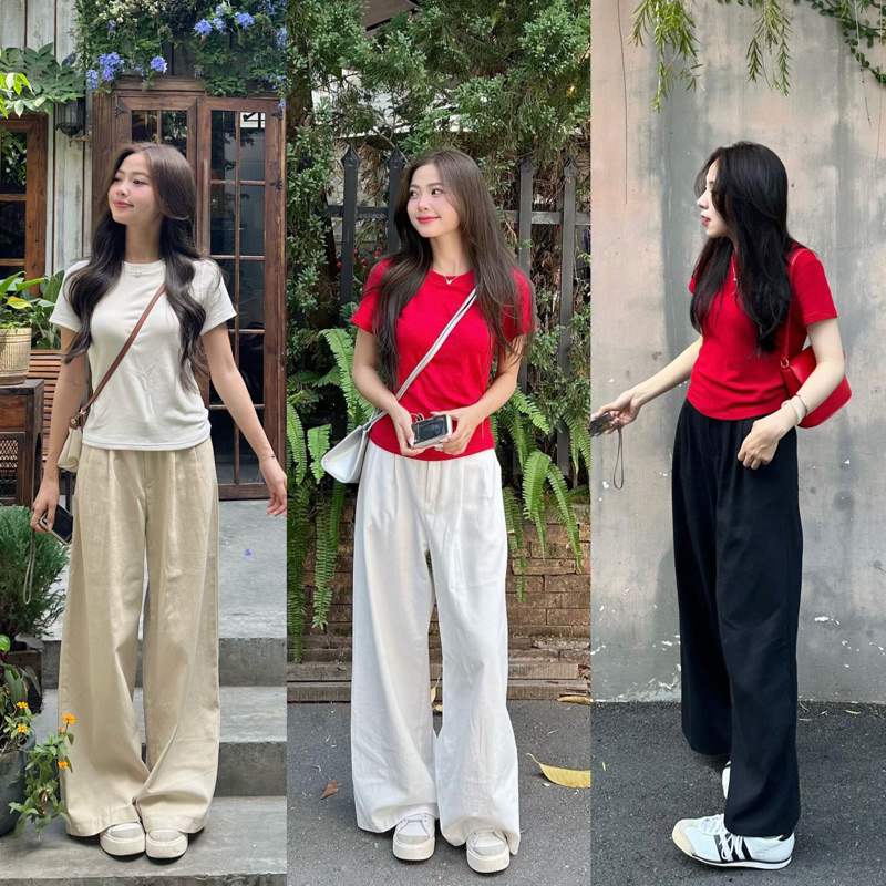 [QC PRODUCTS] กางเกงผ้านุ่มขากว้างขั้นพื้นฐาน