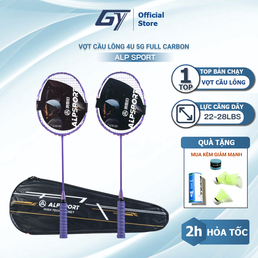 ไม้แบดมินตันคาร์บอนเต็ม 4U G5 ALP-SPORT ต้นฉบับสมบูรณ์ Full Carbon 22 - 25lbs