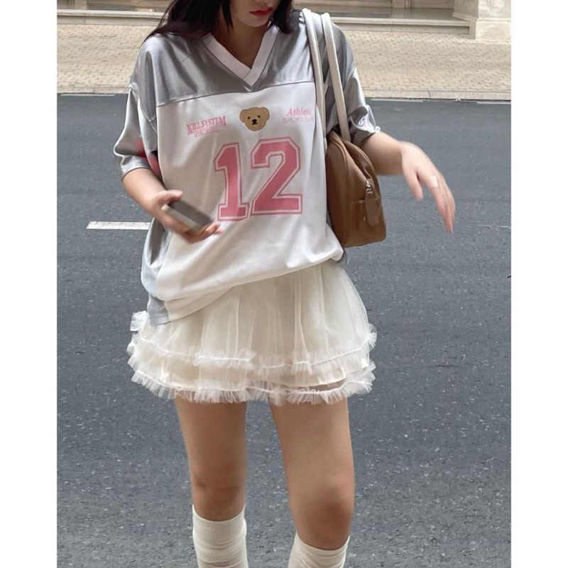 PASS Kizzy short ไหล Kill System กระโปรงผ้าชีฟองสีขาวครีมในการกวาดล้าง