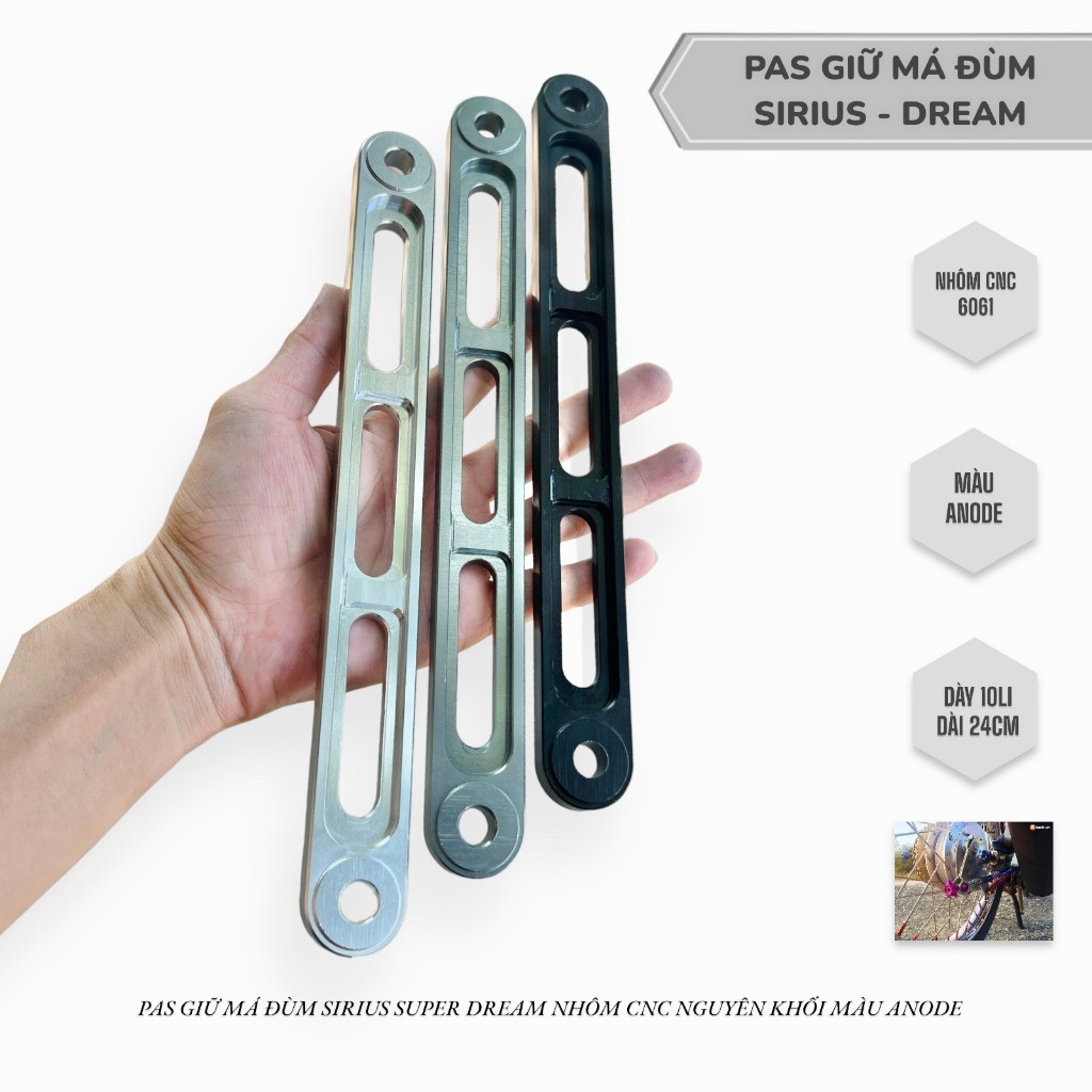 ที่ยึดกันชน Sirius Super Dream สีแอโนดอลูมิเนียม cnc แบบทึบ