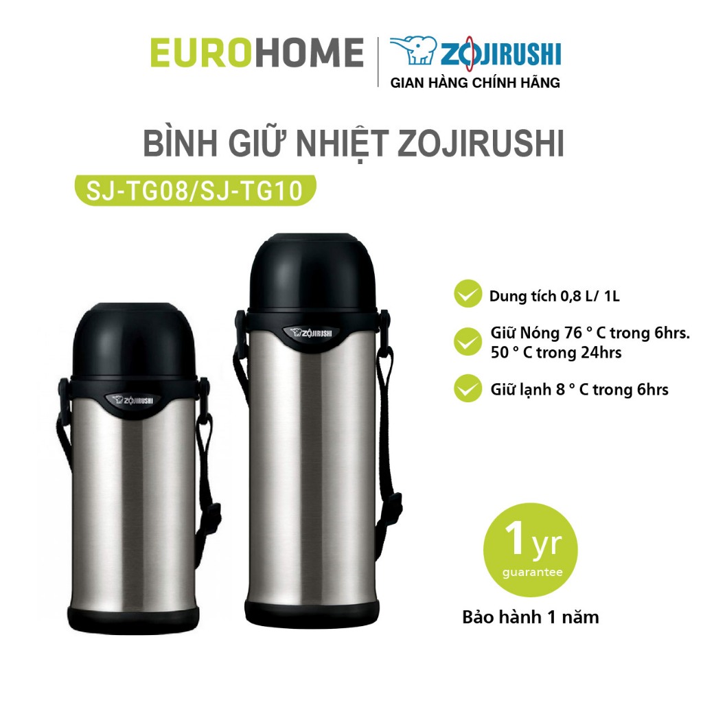 Zojirushi SJ-TG08/SJ-TG10 กระติกน้ําร้อนร้อนและเย็น made in Thailand ของแท้ 1 ปี