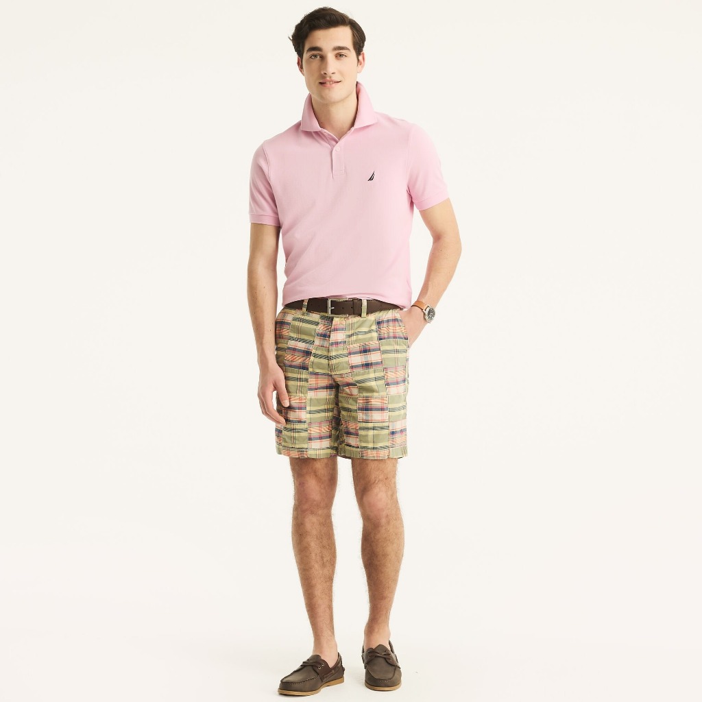 เสื้อยืดโปโลผู้ชาย / Classic Fit เสื้อยืดคอปกเปิดผู้ชายทําจากหนังปลาเรียบ surplus ของแท้ NPL067