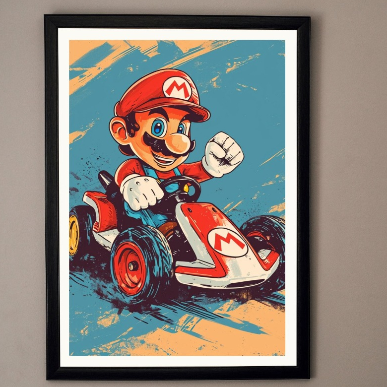 ️ โปสเตอร ์ Mario Kart Vintage - Mario bros - สติ ๊ กเกอร ์ ติดผนัง - สติ ๊ กเกอร ์ ติดผนัง - ภาพติดผนัง