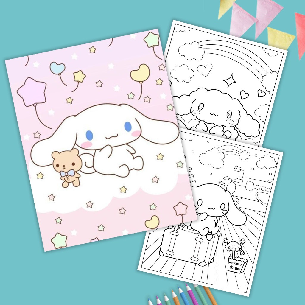 หน้าระบายสีธีม Cinnamoroll สําหรับเด็ก ขนาด A4, A5 ชุดภาพ 25-50 รูปสําหรับเด็กฝึกระบายสีสร้างสรรค์