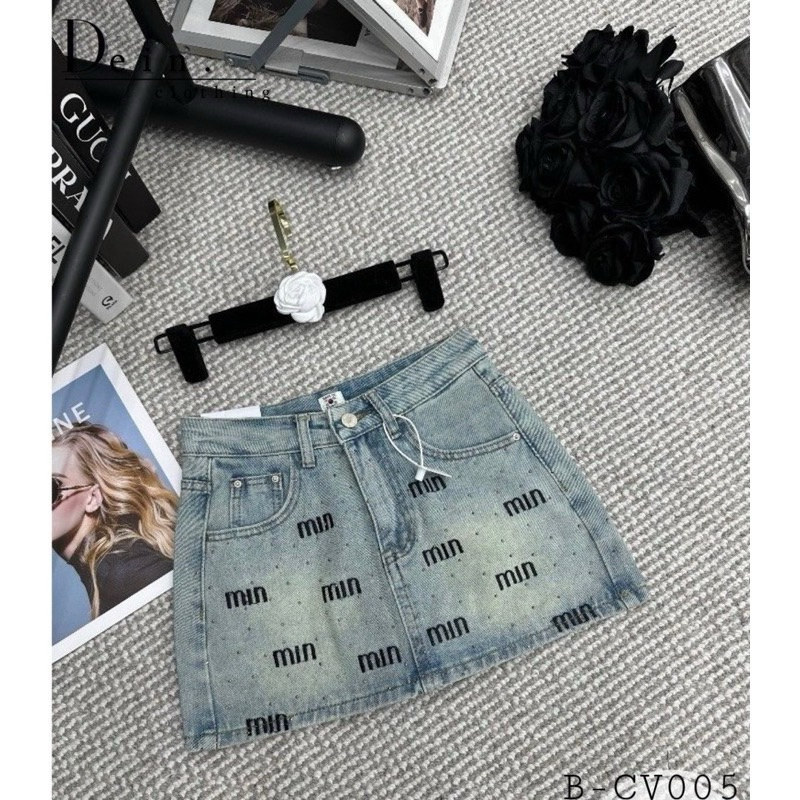 กระโปรงยีนส์พร้อมกางเกงซับใน - miumiu