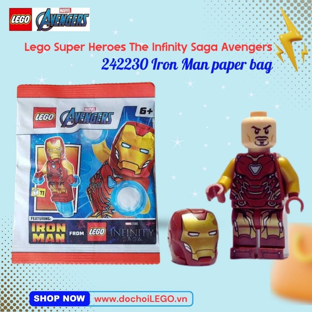 242320 ถุงกระดาษ Iron Man - Lego Super Heroes The Infinity Saga Avengers - Ironman Character bag Puzzle Toy
