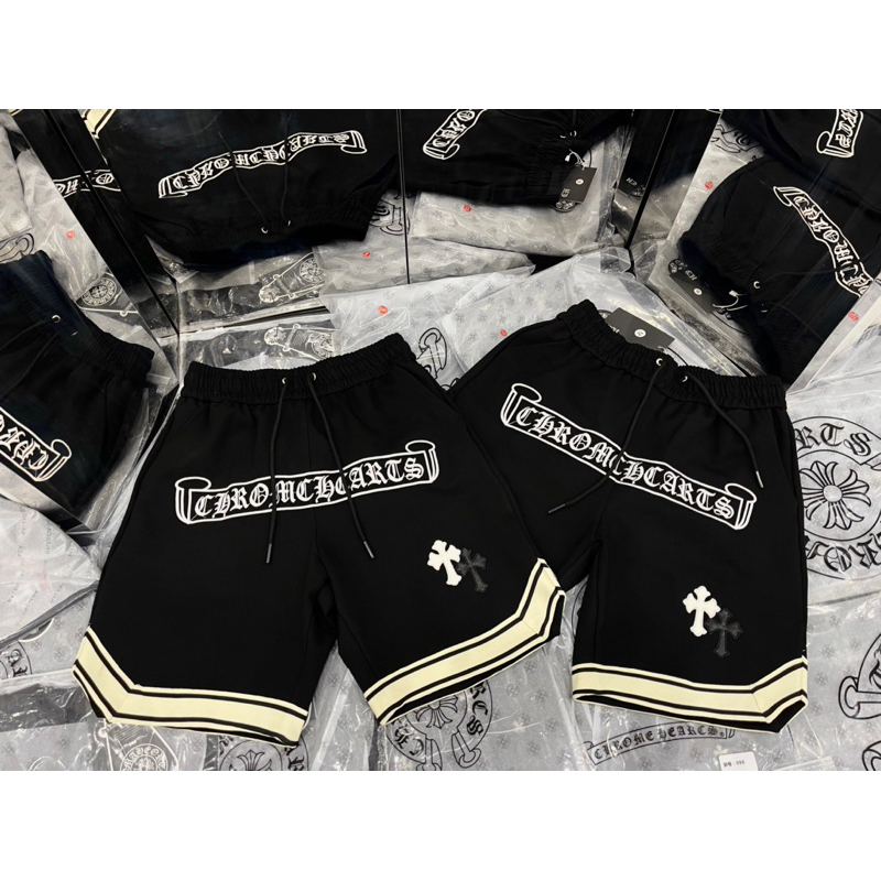 กางเกงขาสั้นผู้ชายปักลาย Chrome Hearts คุณภาพสูง