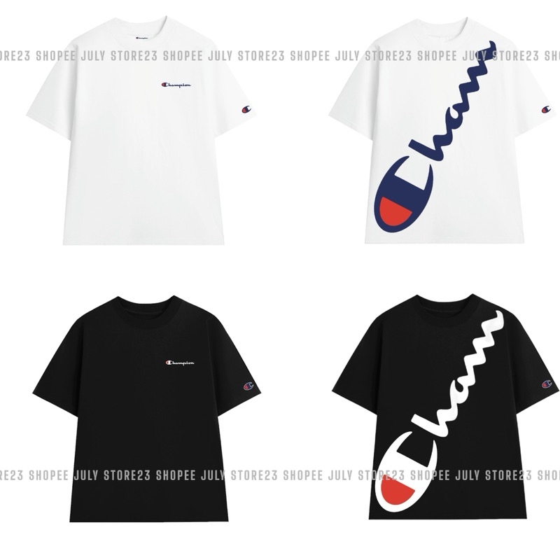 เสื้อยืด Champion Big Logo Hot Trend 2024 - 100% Smooth Cotton 2-Way Stretch - Full Tag Zip Bag