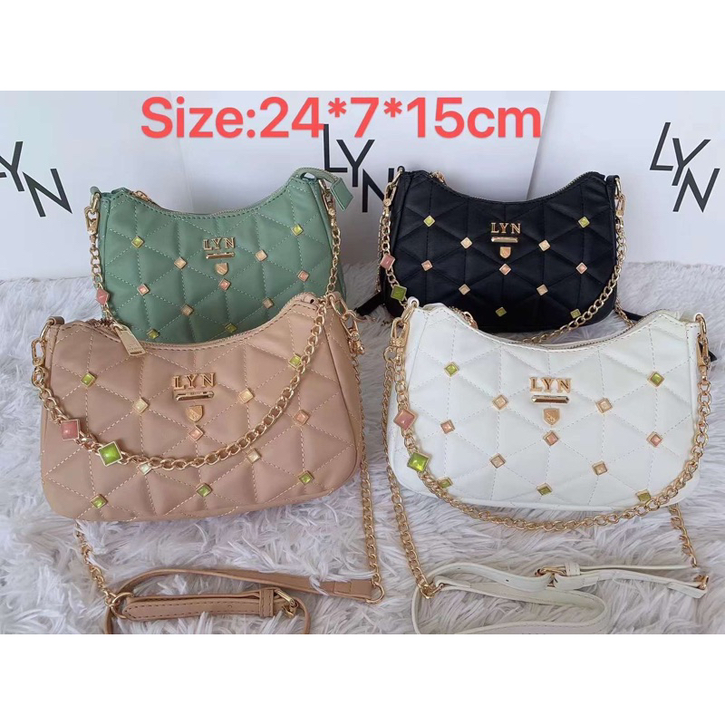 Patti SADDLE CROSSBODY BAGS Ly.n Lyn กระเป๋าถือผู้หญิงหนังควิลท์หรูหราพร้อมสาย CROSSBODY ของแท้