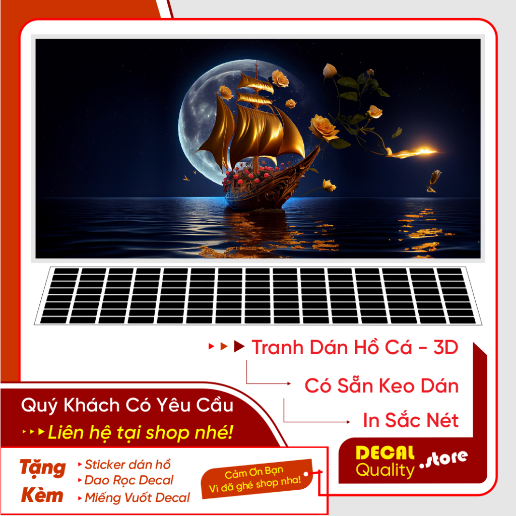 3d Glue Decal Painting, Aquarium Fish Tank Sticker Painting, Arowana Fish Tank - หลายขนาด